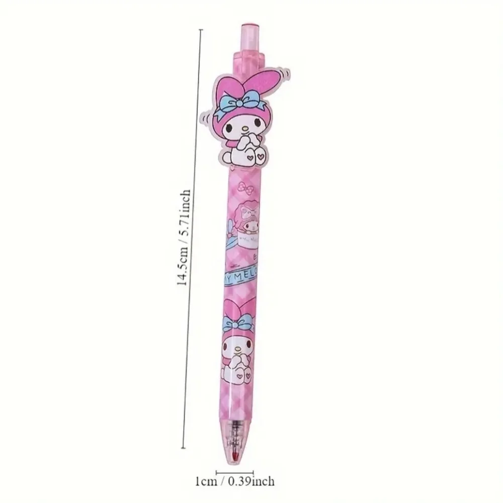 Set of 6, Hello Kitty & Friends Pens Sanrio Kuromi Melody Pom Cinnamoroll